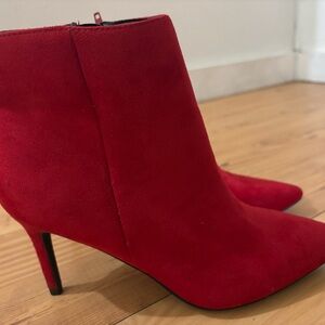 Red Suede Ankle Booties